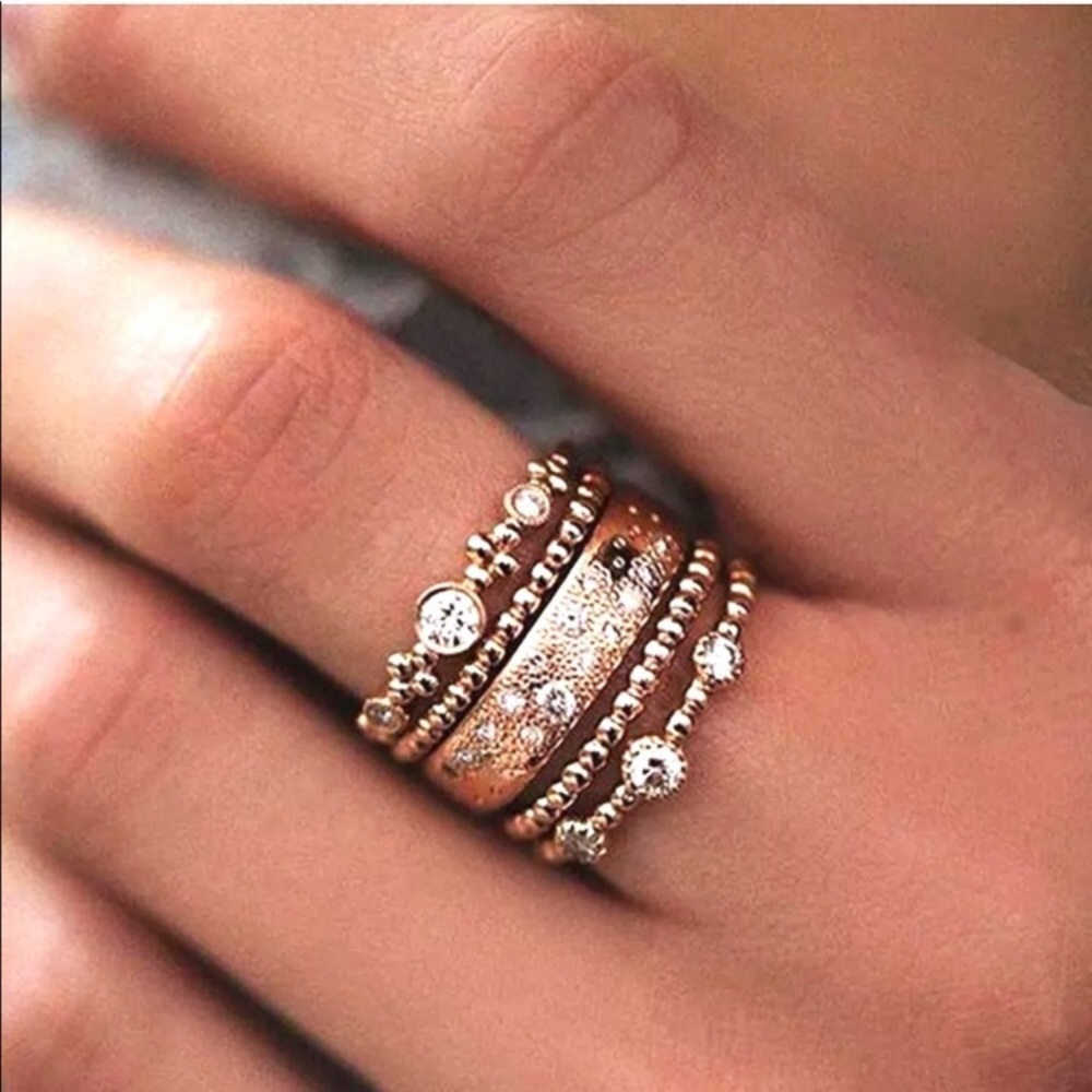 New 5Pcs/Set Rose Gold Ring